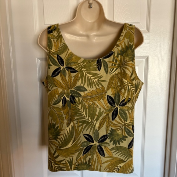 Tommy Bahama Green Floral Tank Stretchy Size XL - Picture 2 of 11